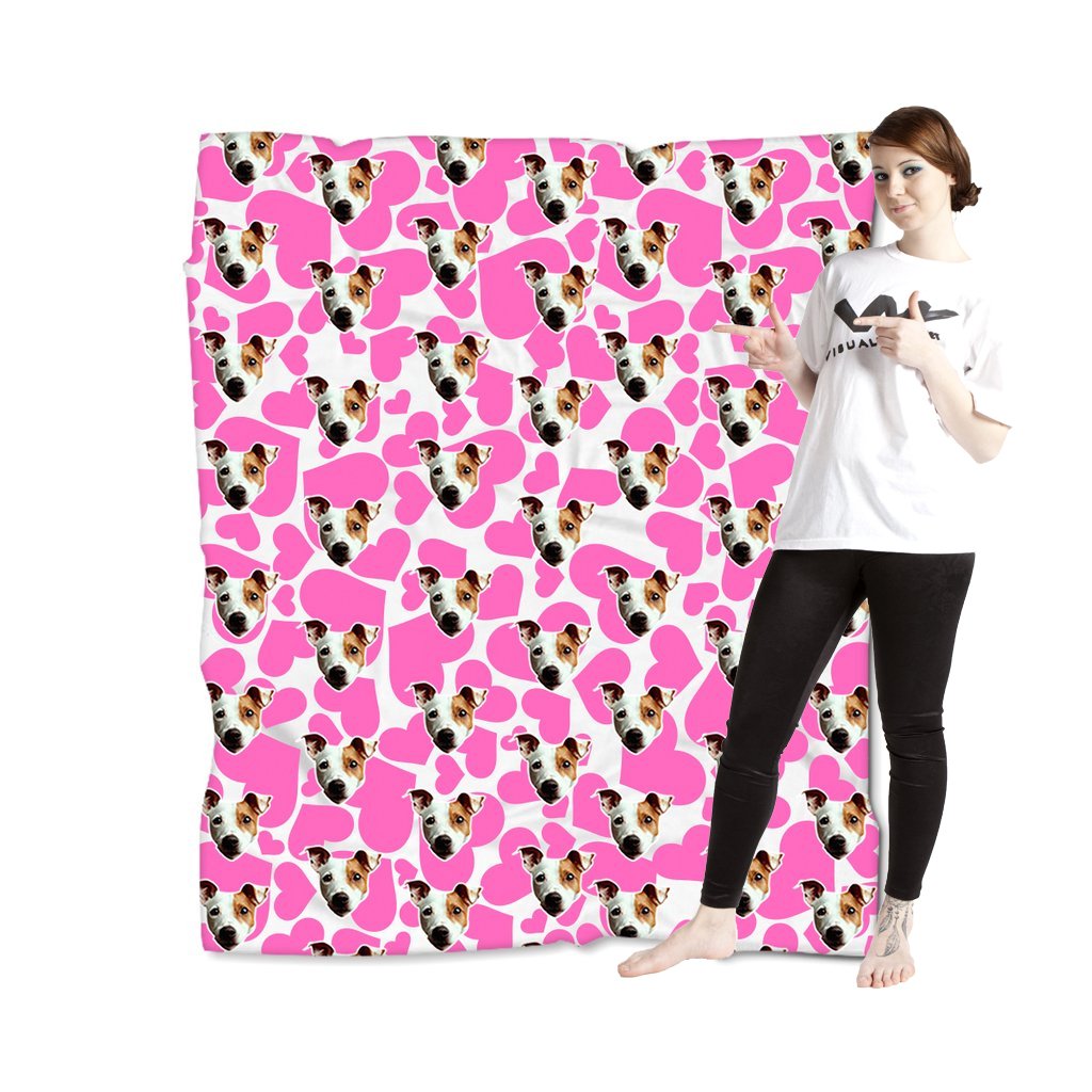 Puppy Love Blanket - Pink/White