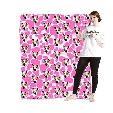 Puppy Love Blanket - Pink/White